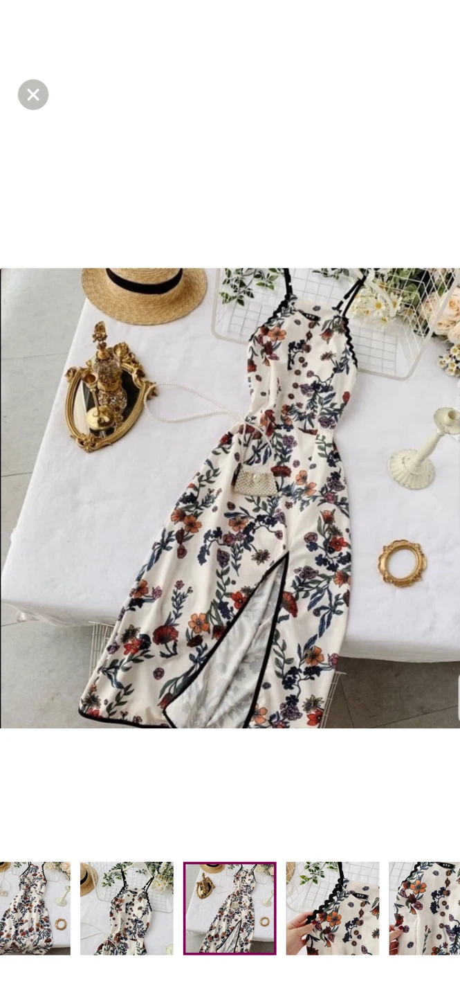 Floral Print Midi Dress with Slit - photo 3
