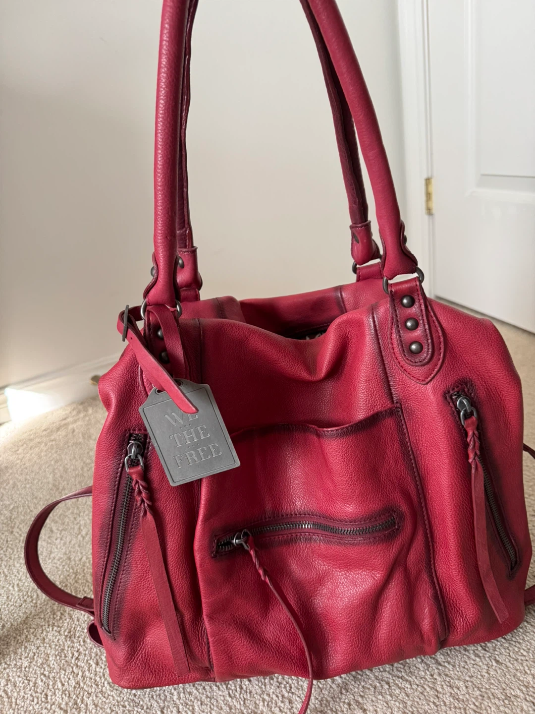 We The Free Red Leather Satchel Bag - photo 3