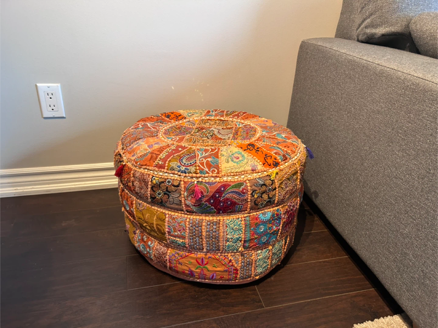 Bohemian Patchwork Pouf Ottoman