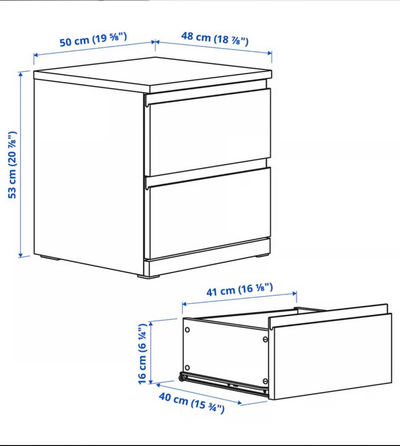 1 IKEA STORKLINTA Nightstands - White, 2 Drawers - photo 4