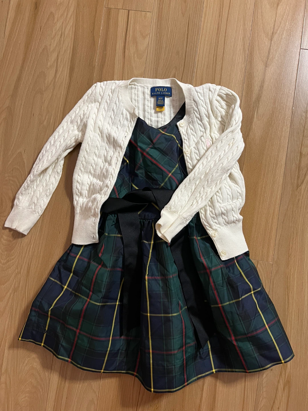 Polo Ralph Lauren Girls Plaid Dress & Cardigan Set 3T