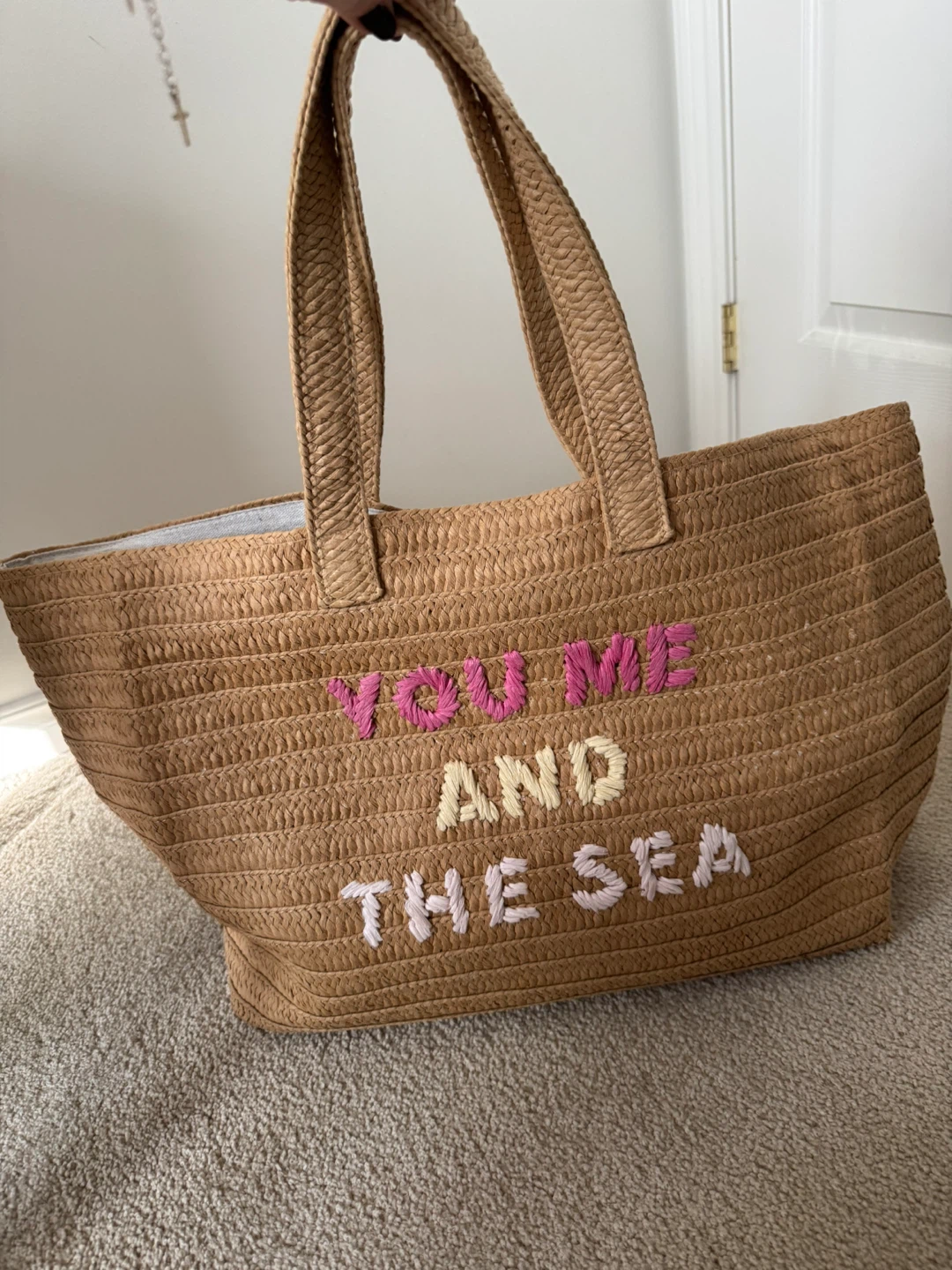Straw Tote Bag - YOU ME AND THE SEA