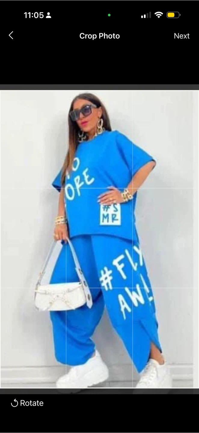 Blue T-shirt and Pants Set with Graphics