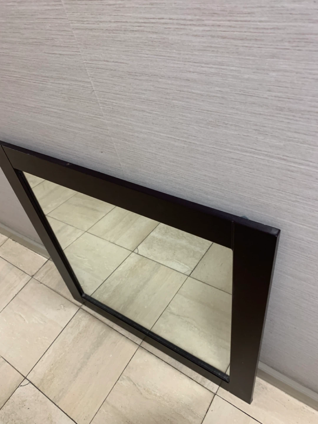 Square Dark Wood Frame Mirror - photo 2