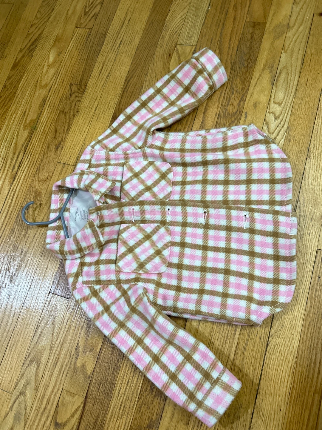 Pink and Brown Plaid Flannel Shirt