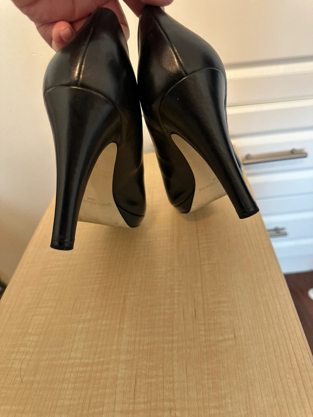 Black Leather Pointed Toe Heels - Bruno Magli