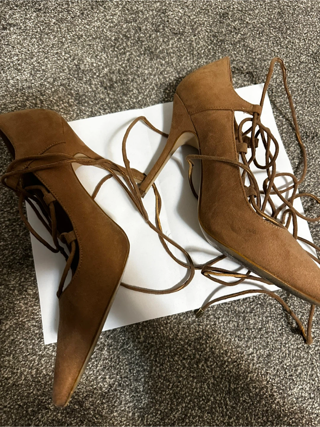 ALDO Brown Suede Lace-Up Heels - size 7.5 - photo 2