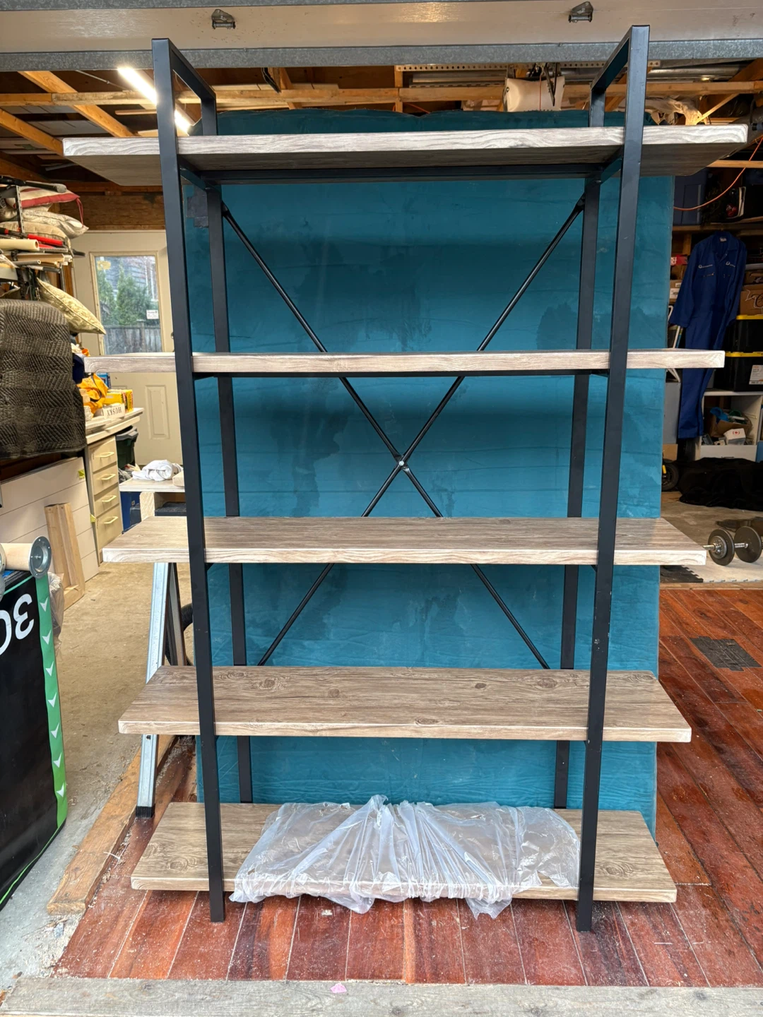5-Shelf Bookshelf with Wood-Look Shelves