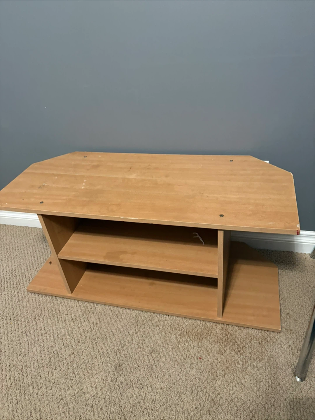 Light Wood Entertainment Stand with Shelves