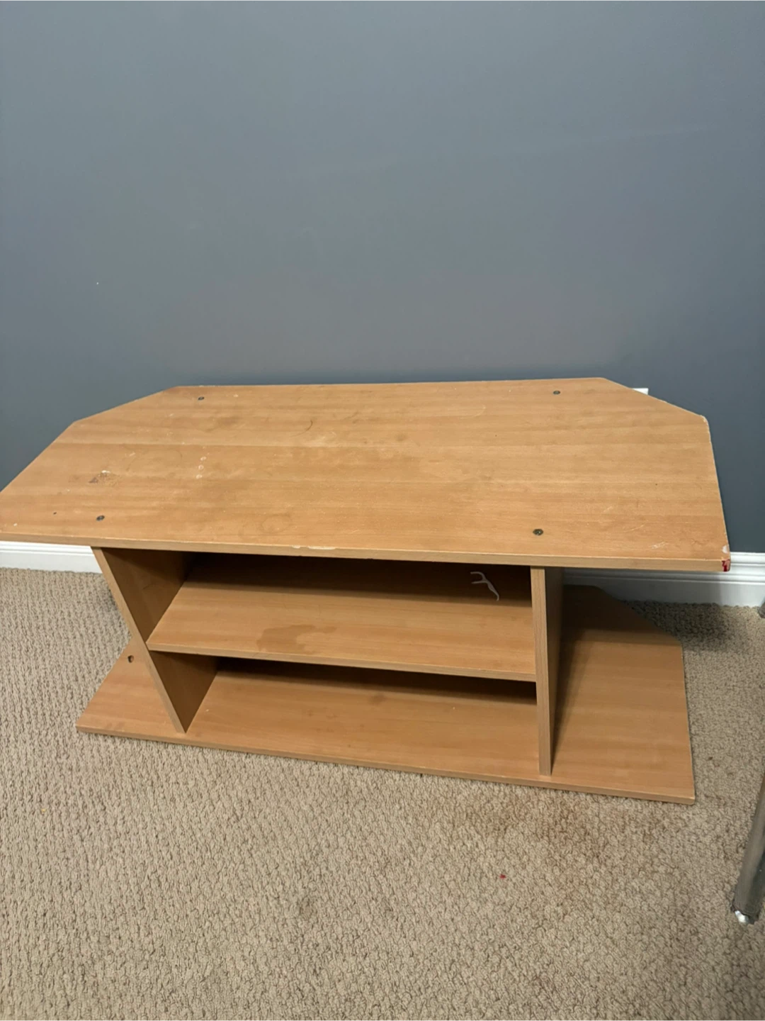 Light Wood Entertainment Stand with Shelves - photo 2