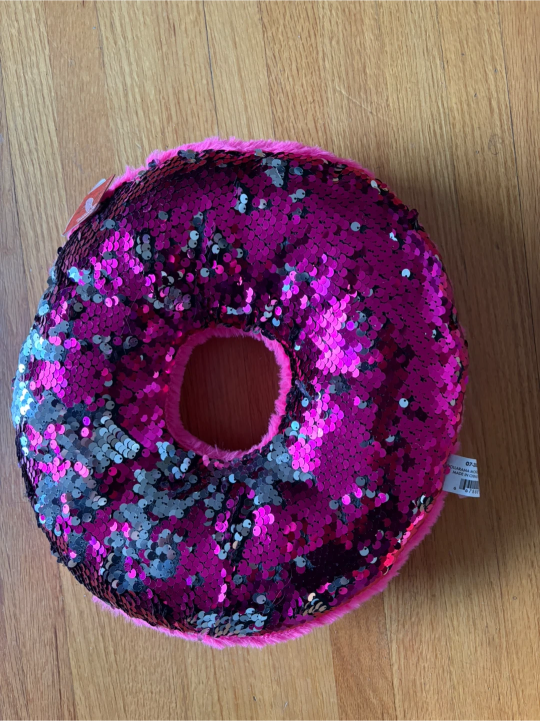 Pink Donut Sequin Pillow