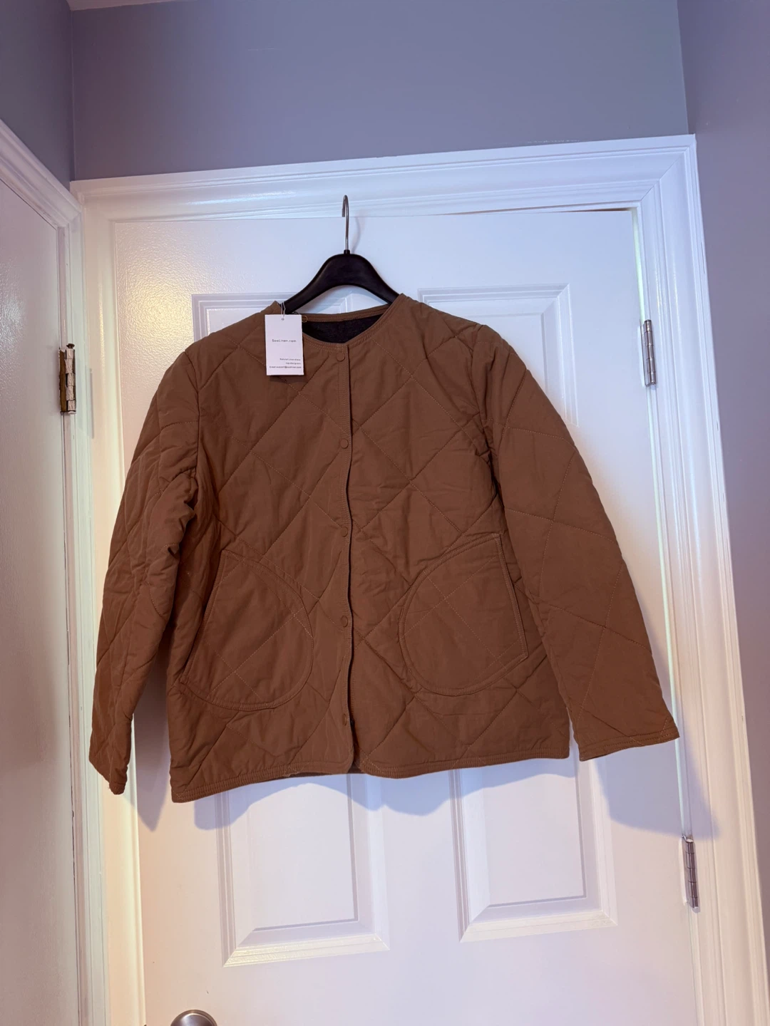 Two Quilted Snap Front Jacket - Tan and brown - photo 2