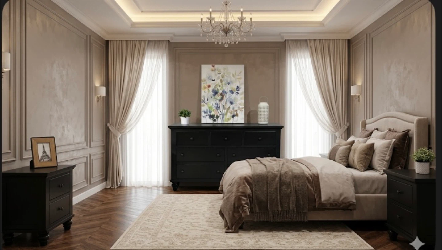 Hardwood Bedroom Set Dresser& King Nightstands