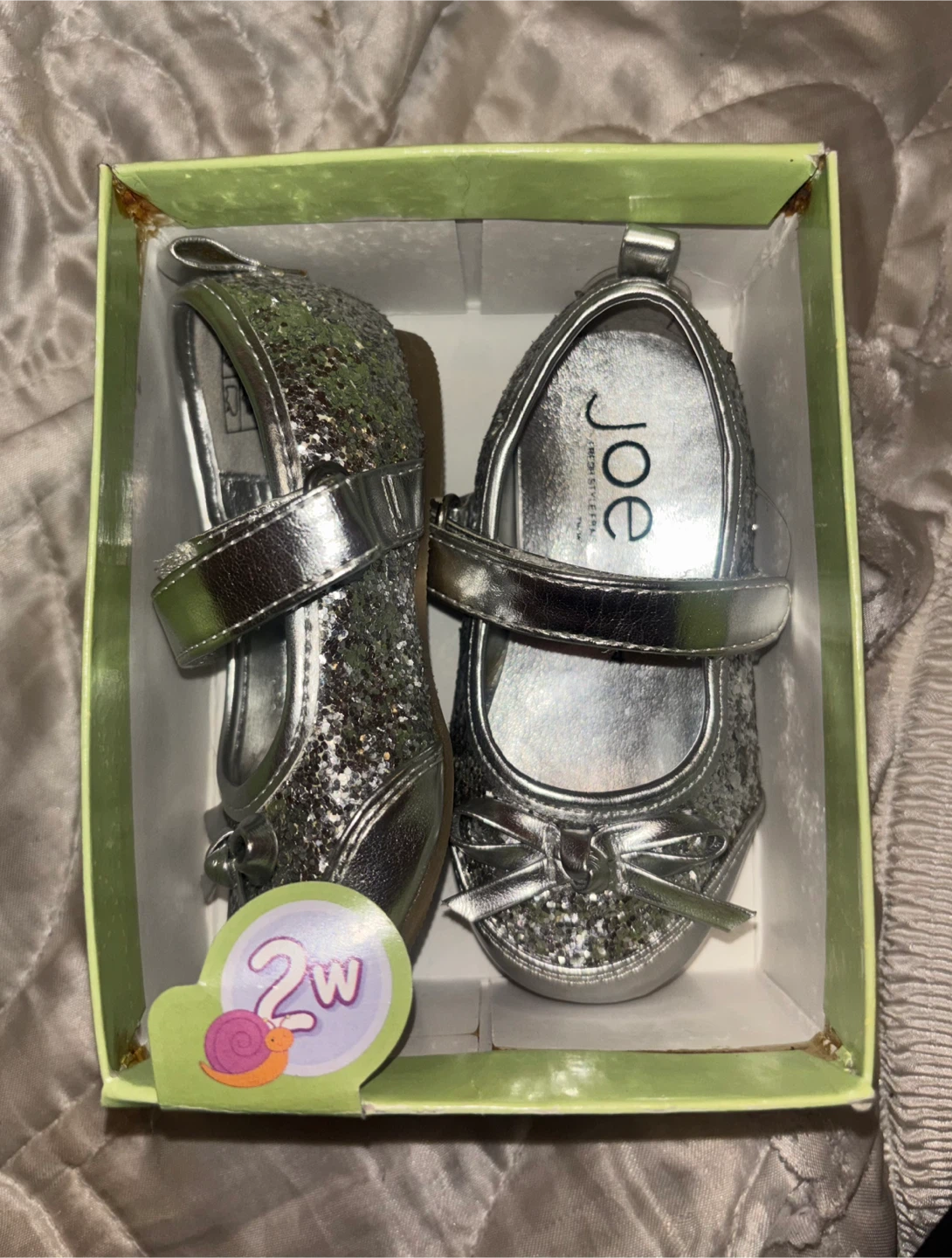 Toddler Silver Glitter Shoes Size 2W