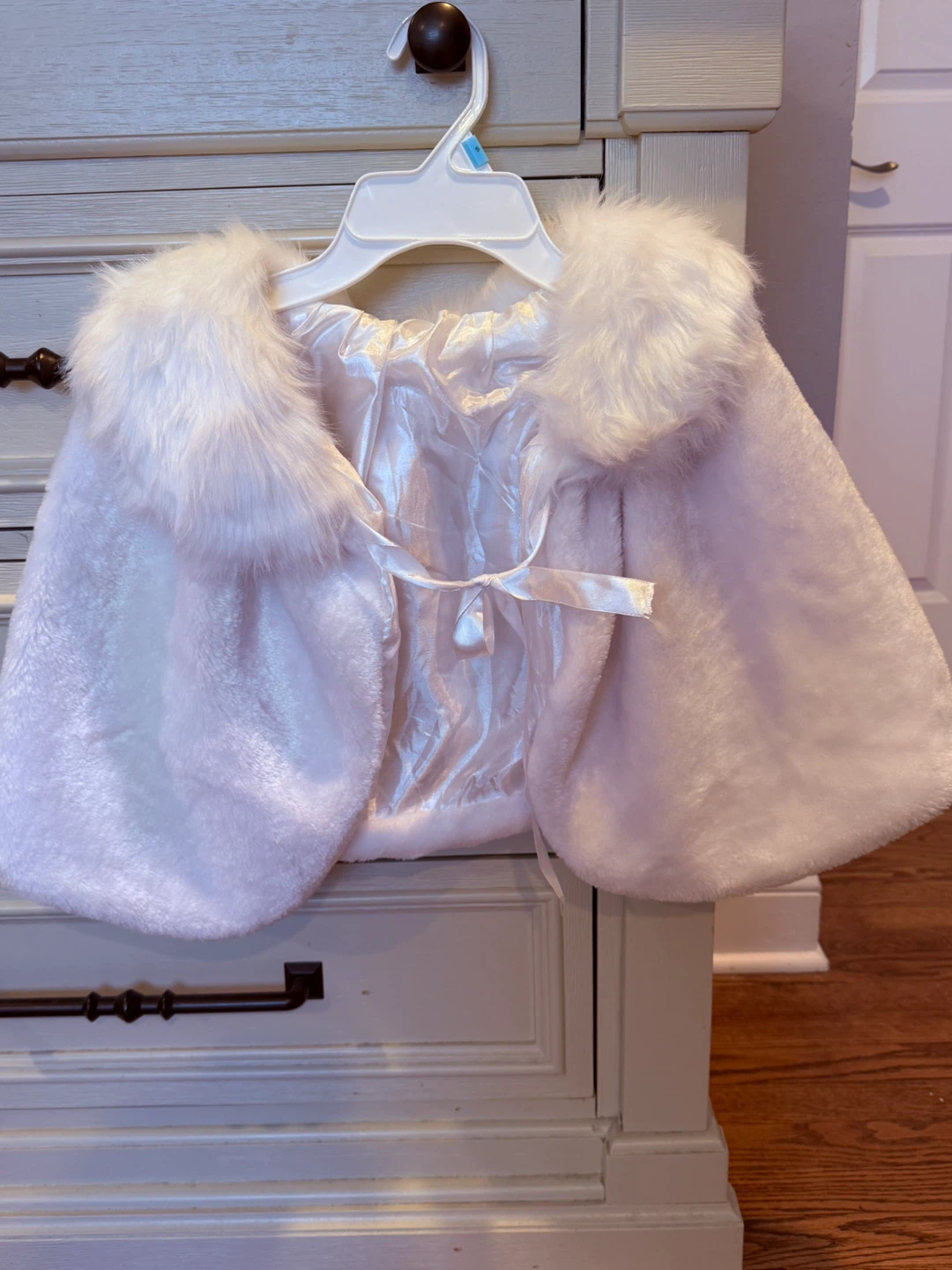 White Faux Fur Cape with Satin Lining
