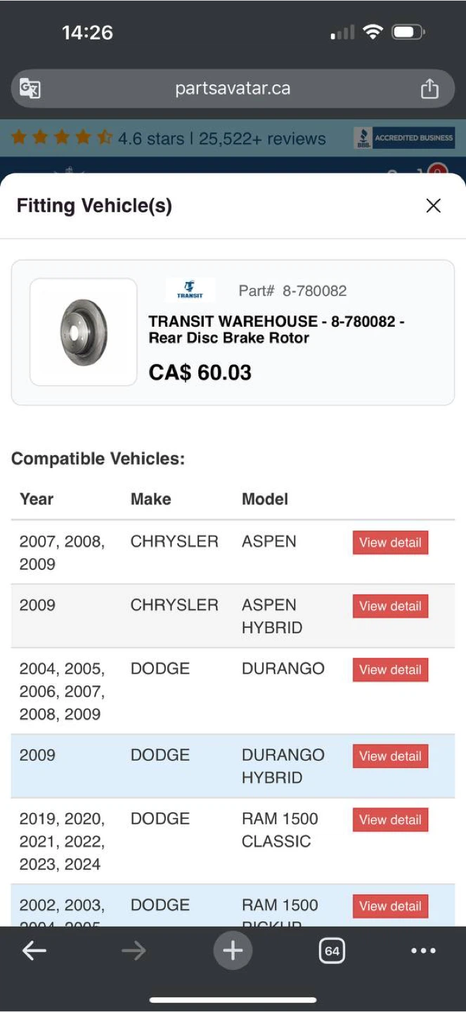 Rear Brake Kit – Rotors + Pads Set (Dodge / Ram / Chrysler) - photo 4
