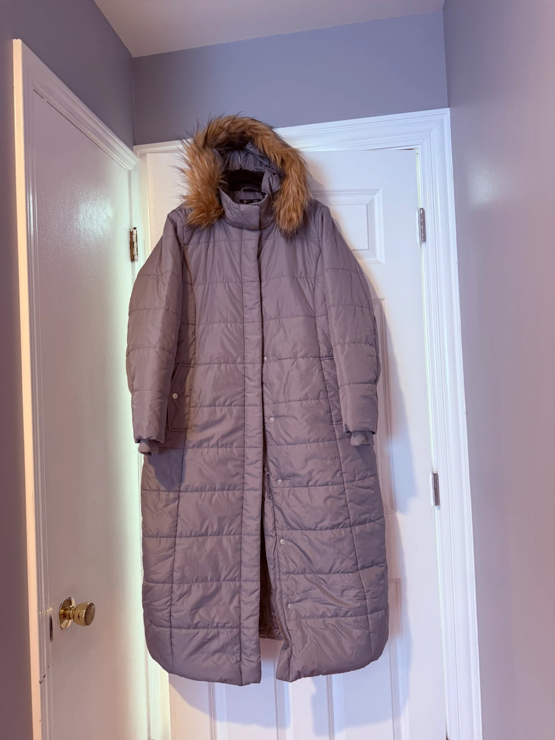 Quilted Puffer Coat with Faux Fur Hood