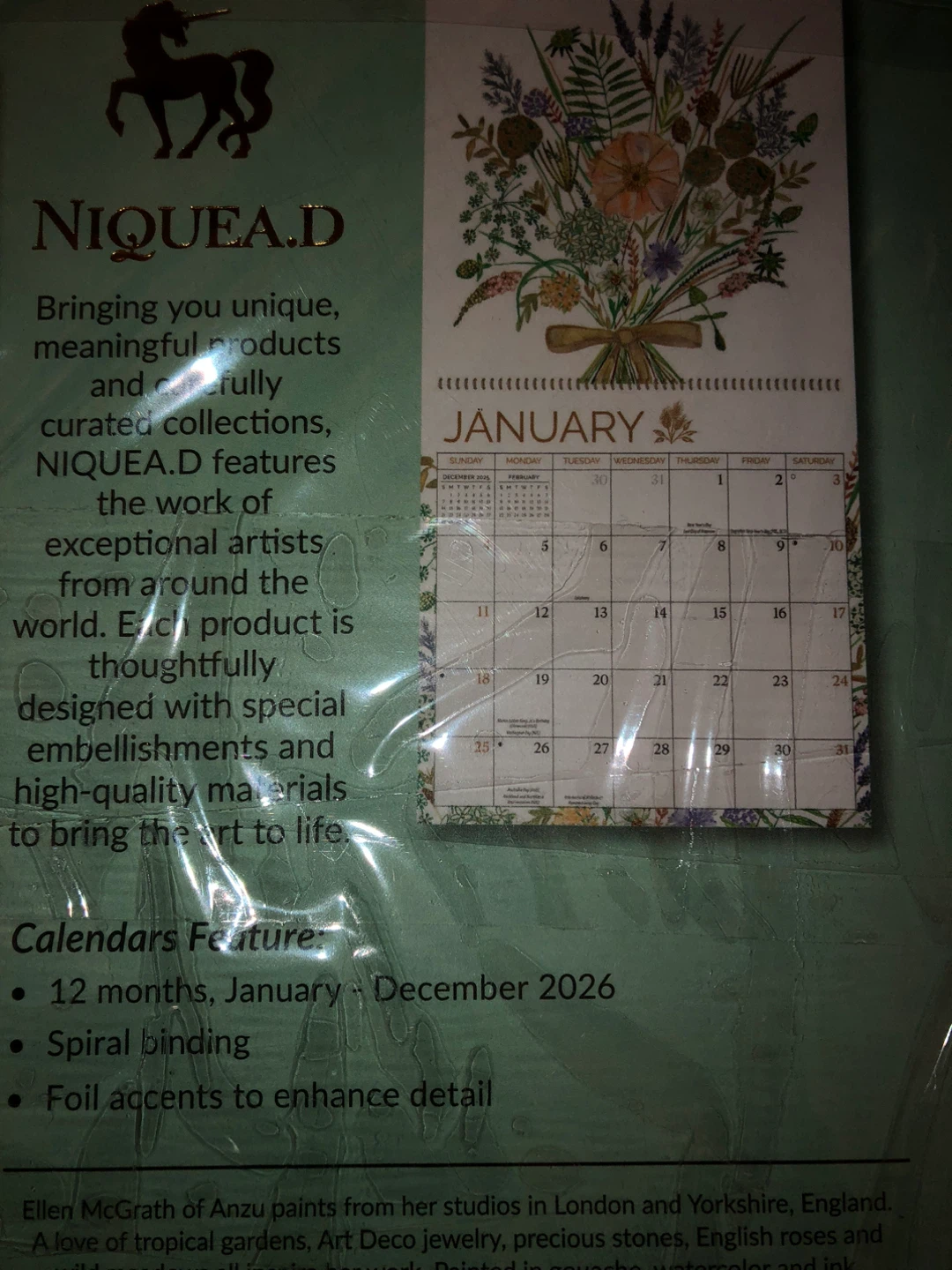 NIQUEA.D Bouquets 2026 Spiral Wall Calendar - photo 4