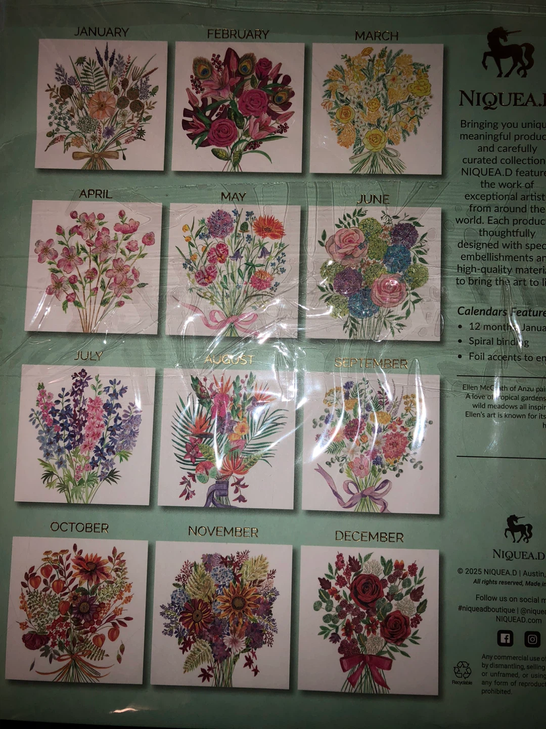 NIQUEA.D Bouquets 2026 Spiral Wall Calendar - photo 3