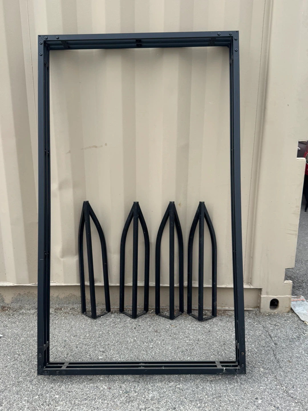 Black Metal table Frame with Decorative Inserts