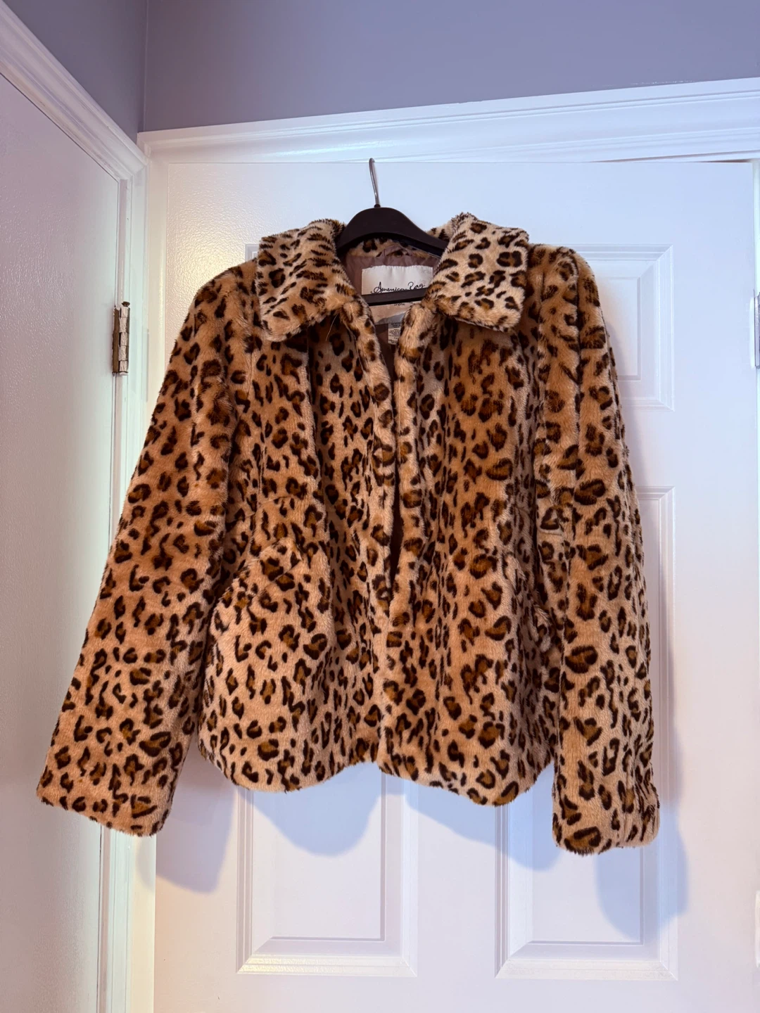 American Rag Leopard Print Faux Fur Jacket