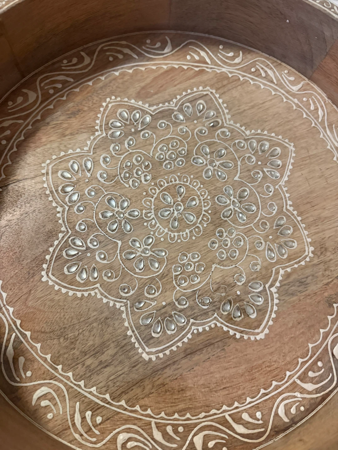 Wooden decorative tray with mandala design - photo 2