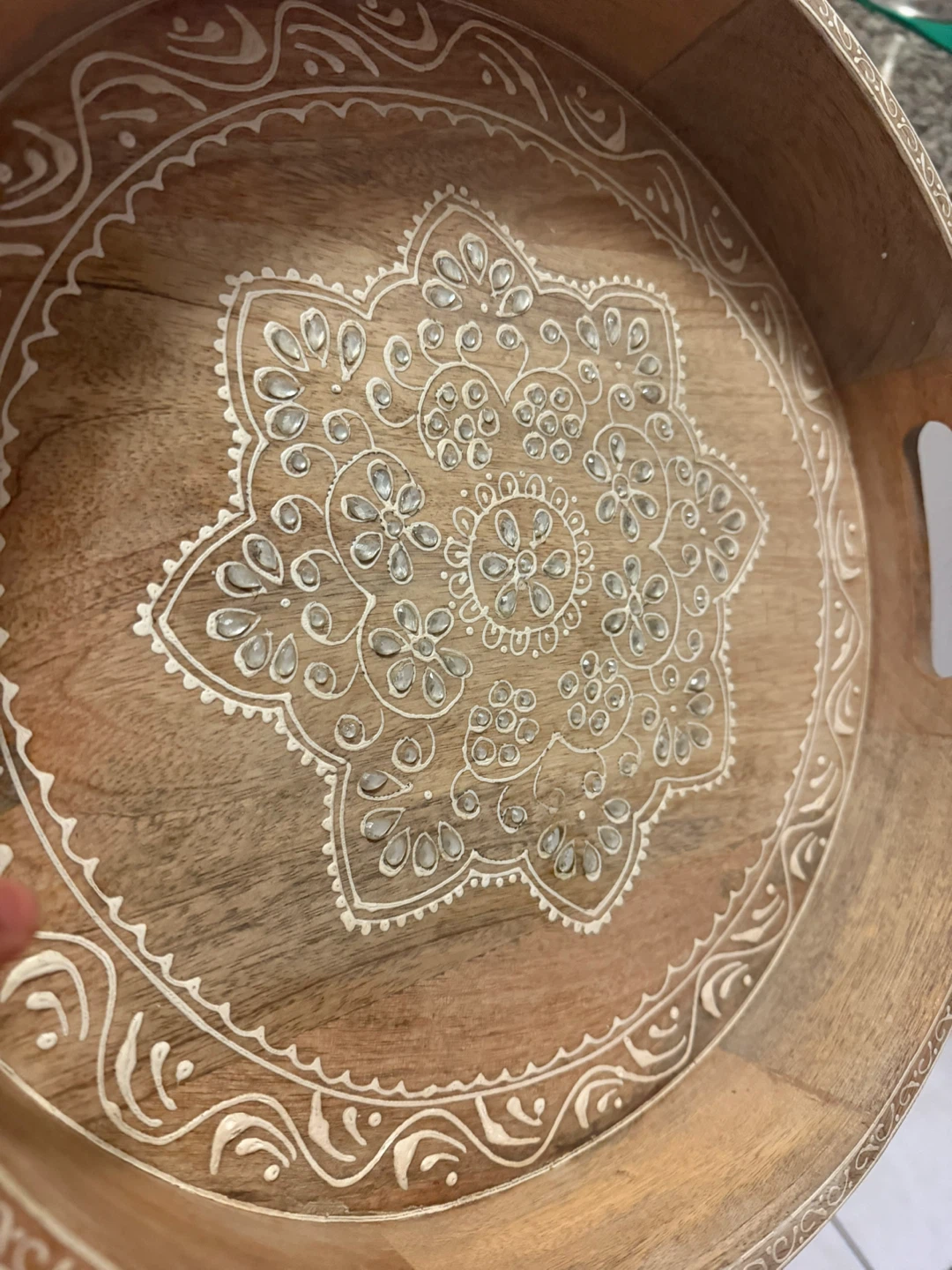 Wooden decorative tray with mandala design - photo 5