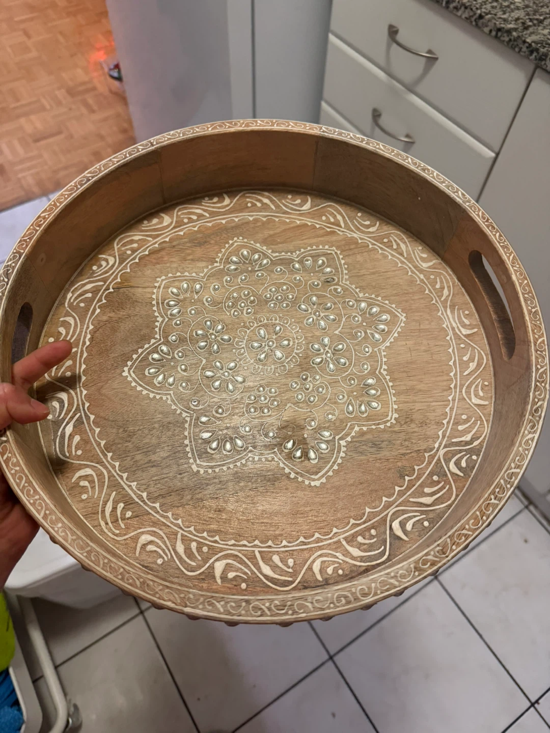Wooden decorative tray with mandala design - photo 3