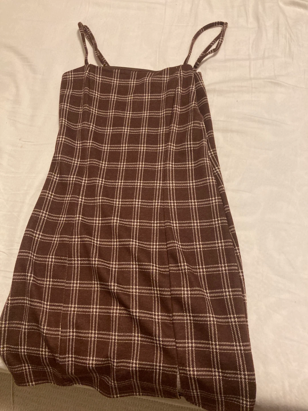 Brown Plaid Slip Dress