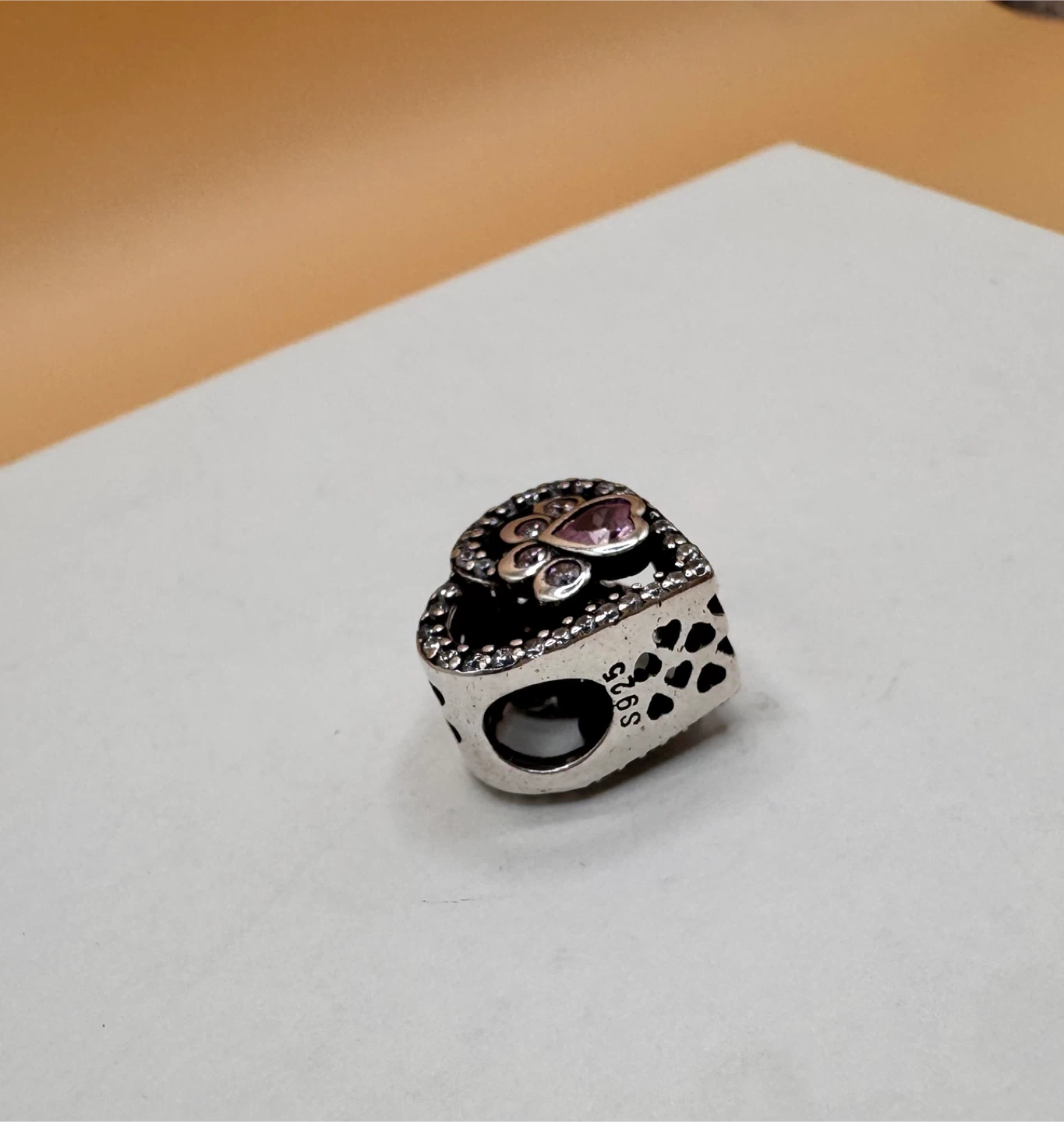 Sterling Silver 925 Heart Paw Print Charm - photo 4