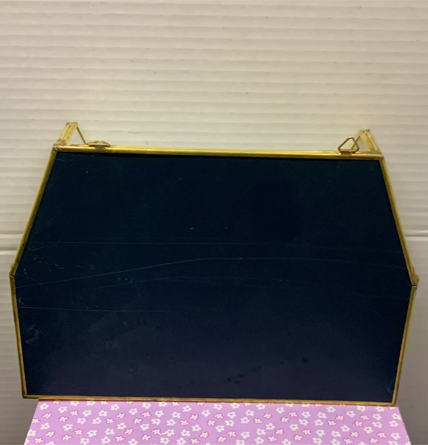Glass House Display Case Gold Metal Organizer Trinket Shelf Box - photo 2