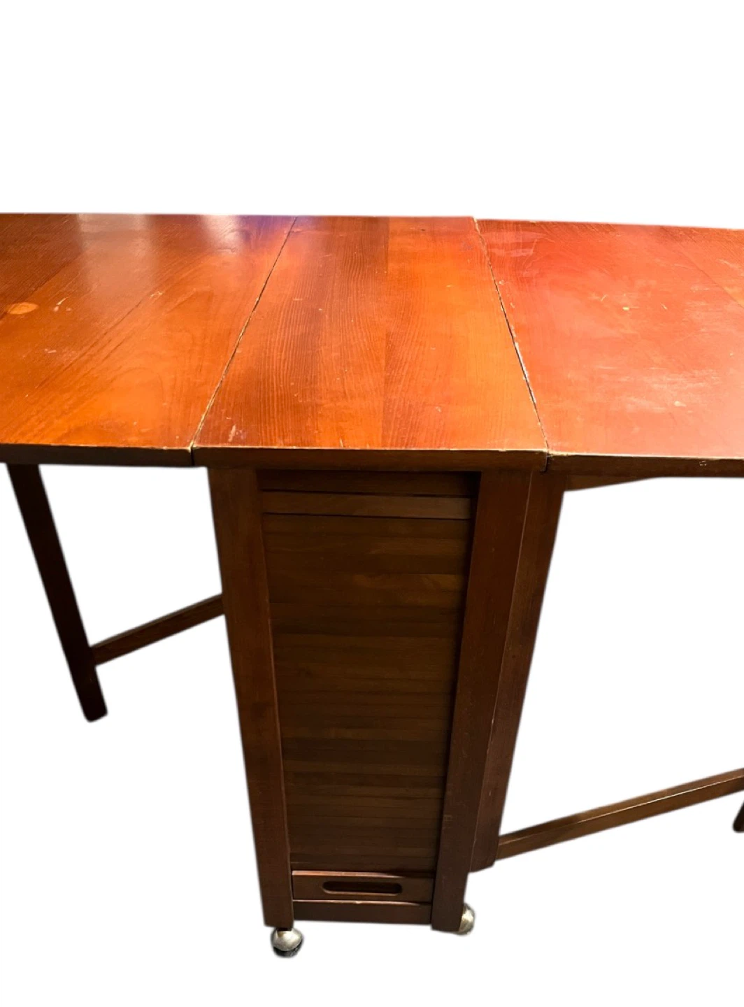 Vintage Drop Leaf Dining Table with Wheels - photo 3