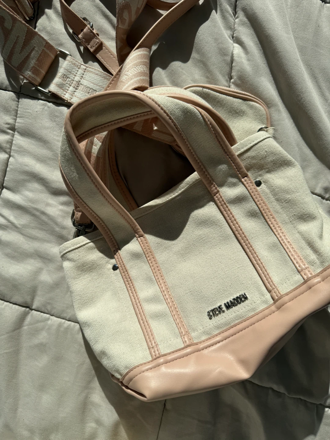 Steve Madden Pink Canvas Crossbody/Sling Bag
