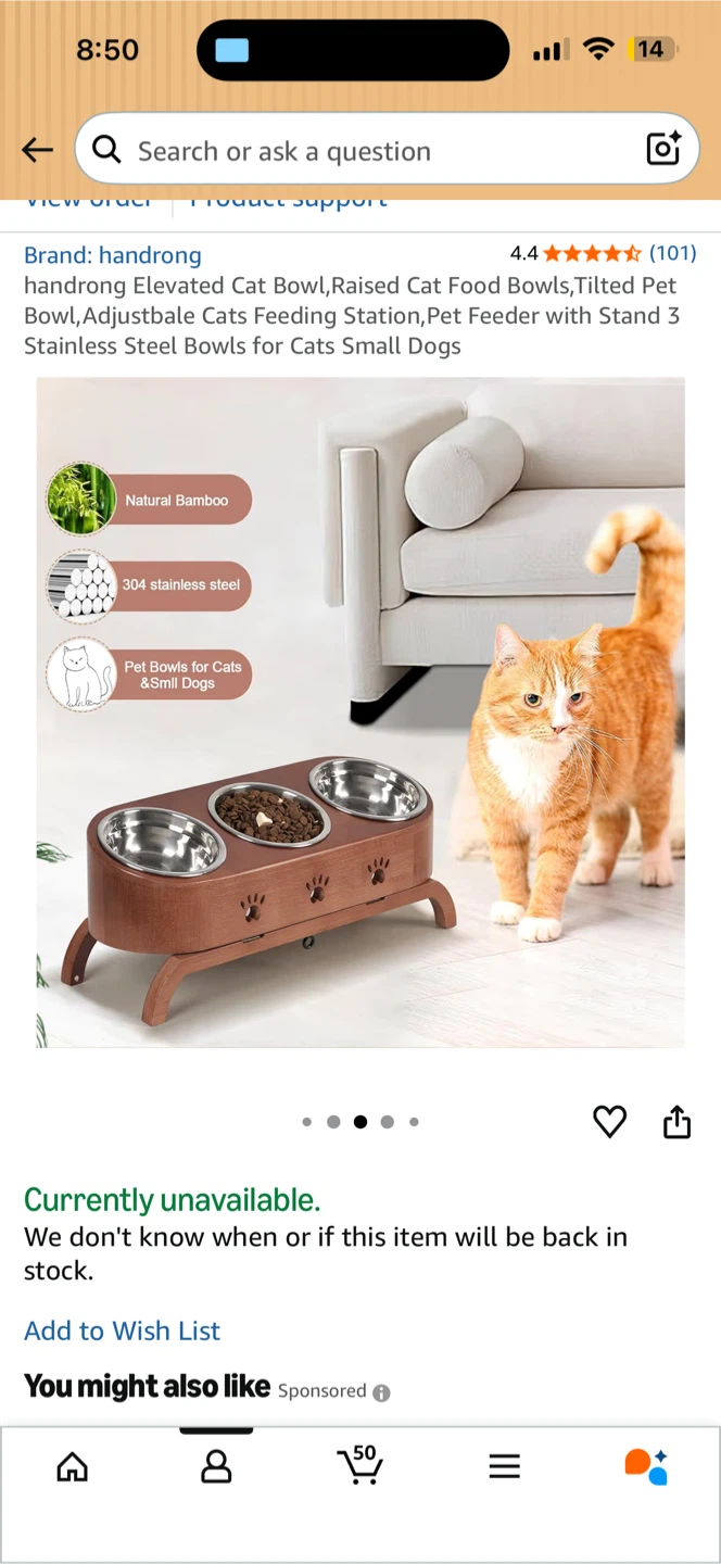 Handrong Elevated Cat Bowl Set