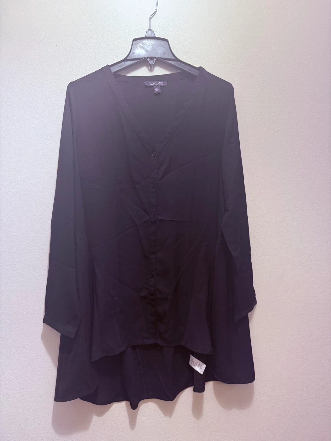 Roman's Black Button-Up Blouse