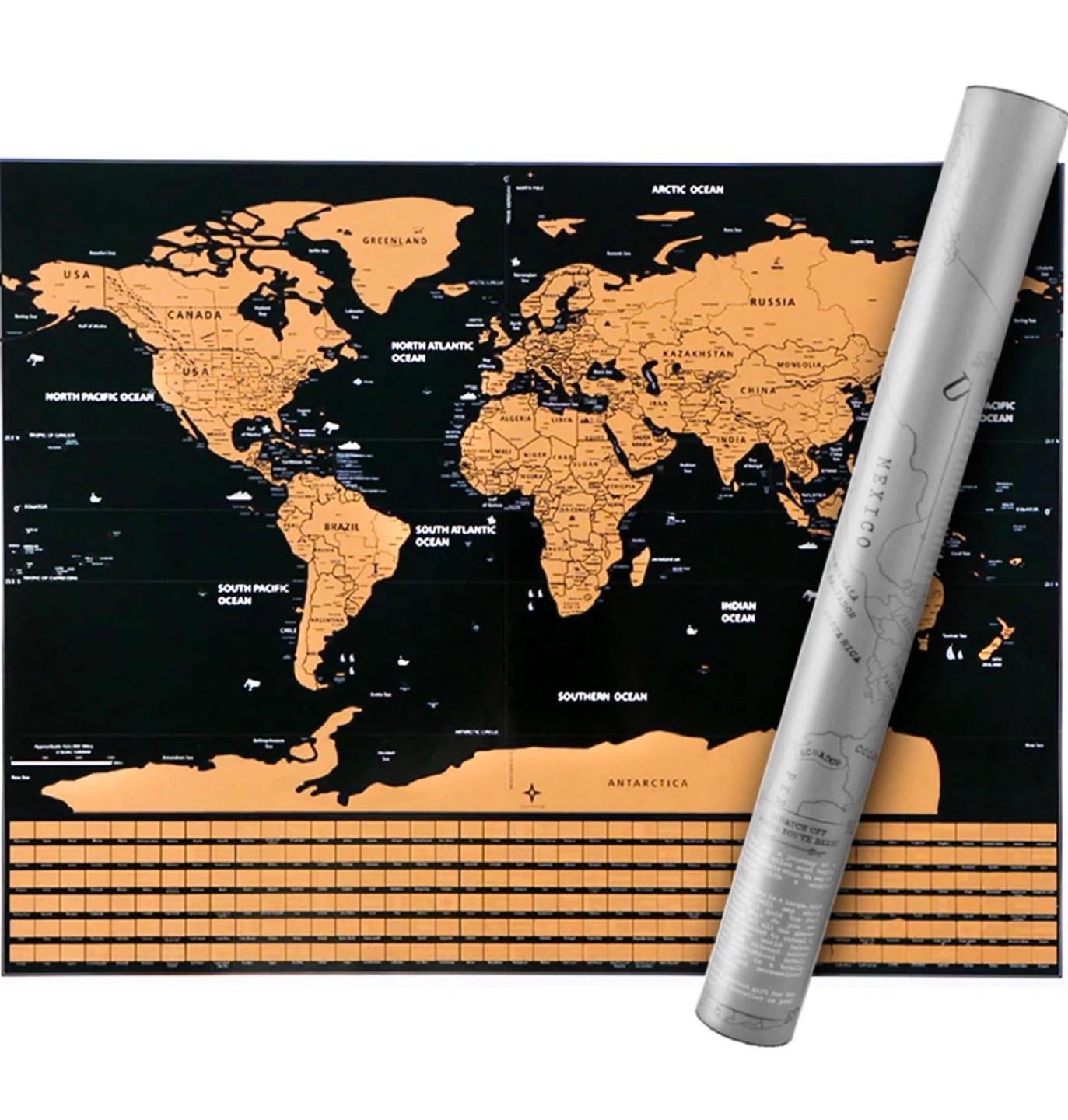 World Scratch Map - 82cm x 59cm