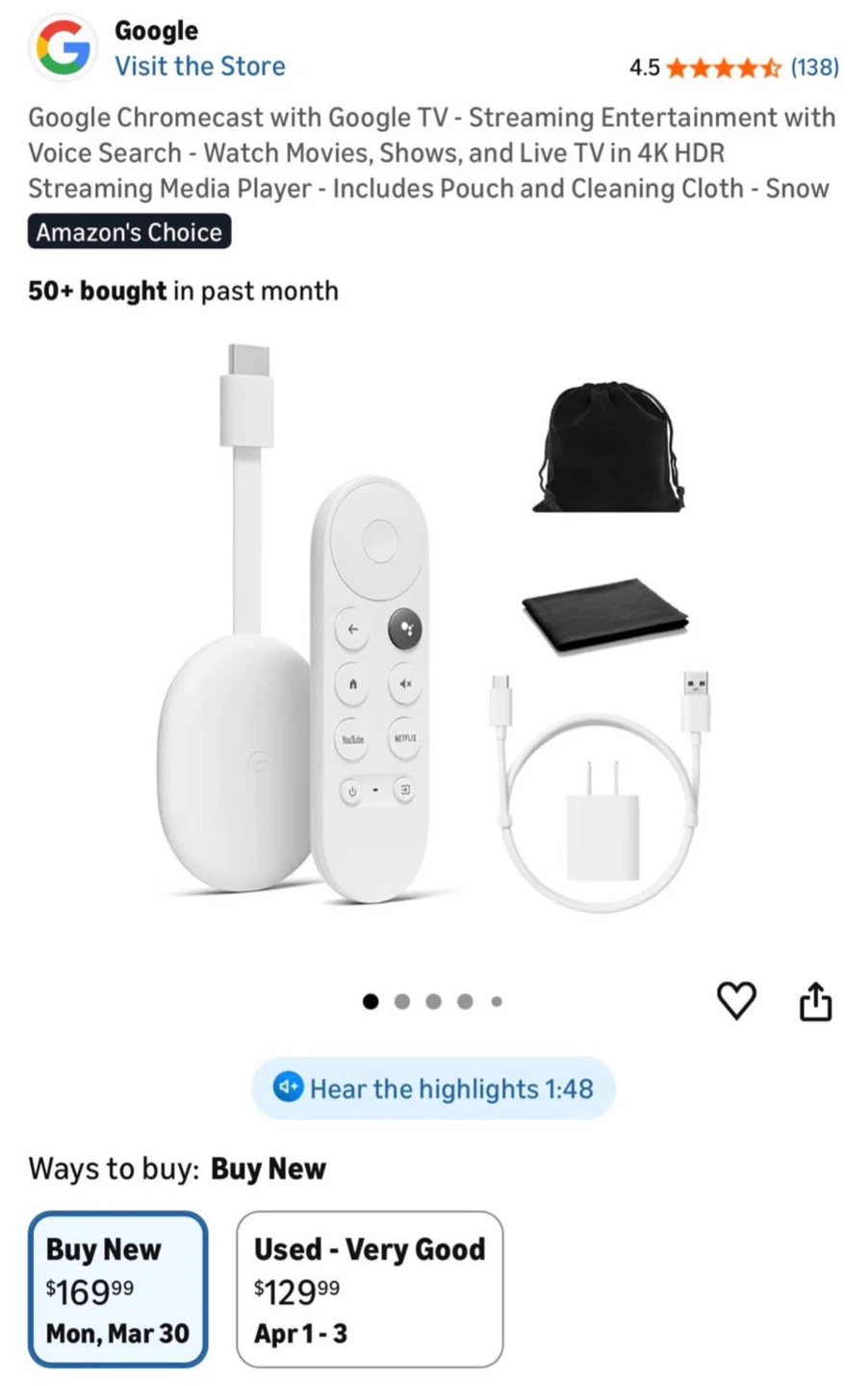 Google Chromecast with Google TV Streaming Media Player