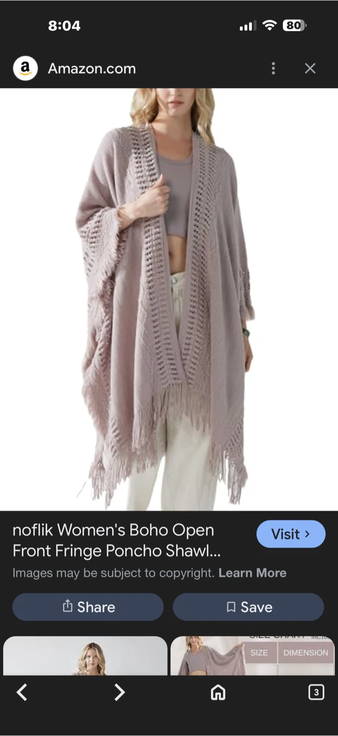 Women's Open Front Fringe Poncho Shawl - photo 2