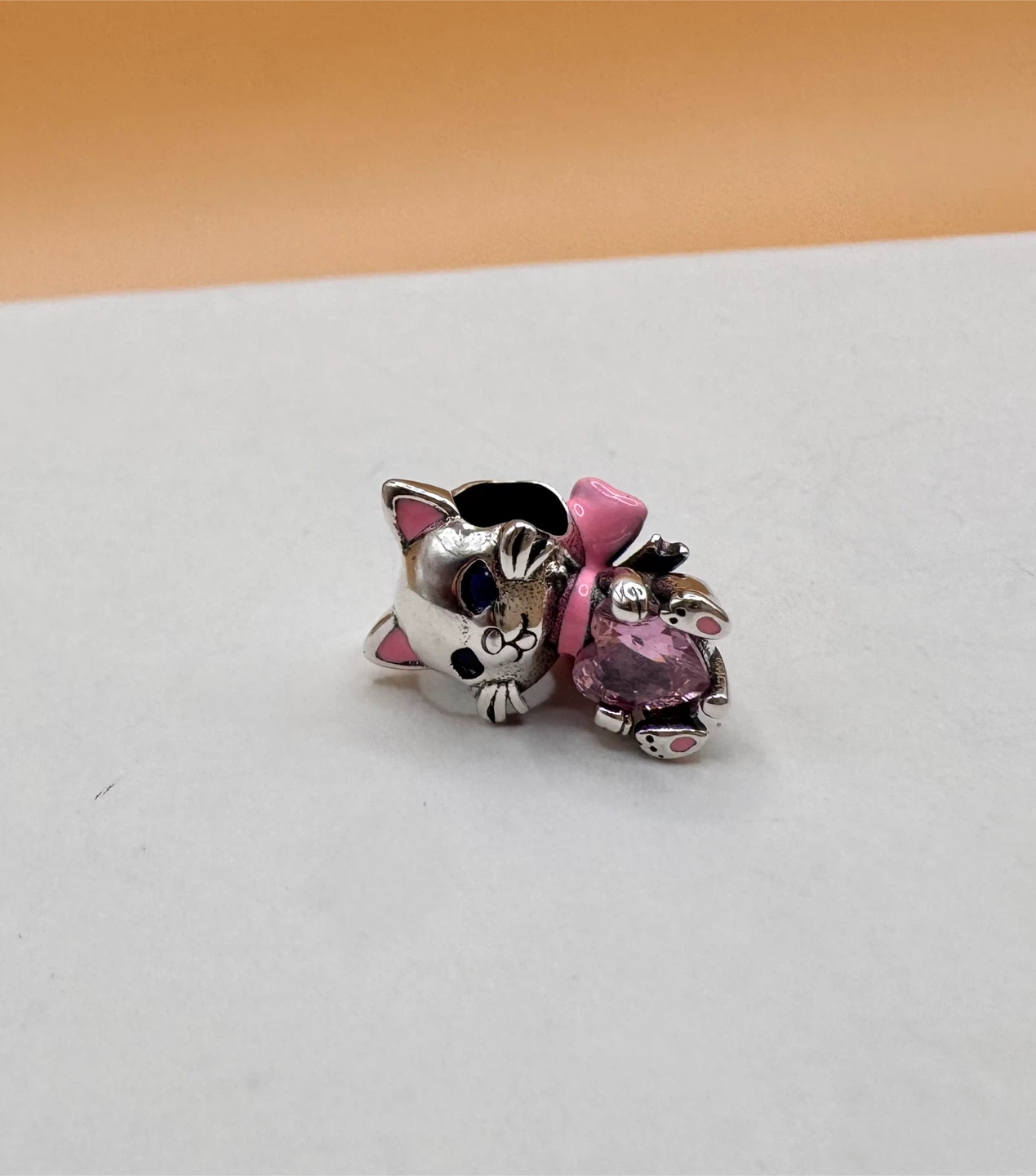 Sterling Silver 925 Cat Charm with Pink Gem - photo 4