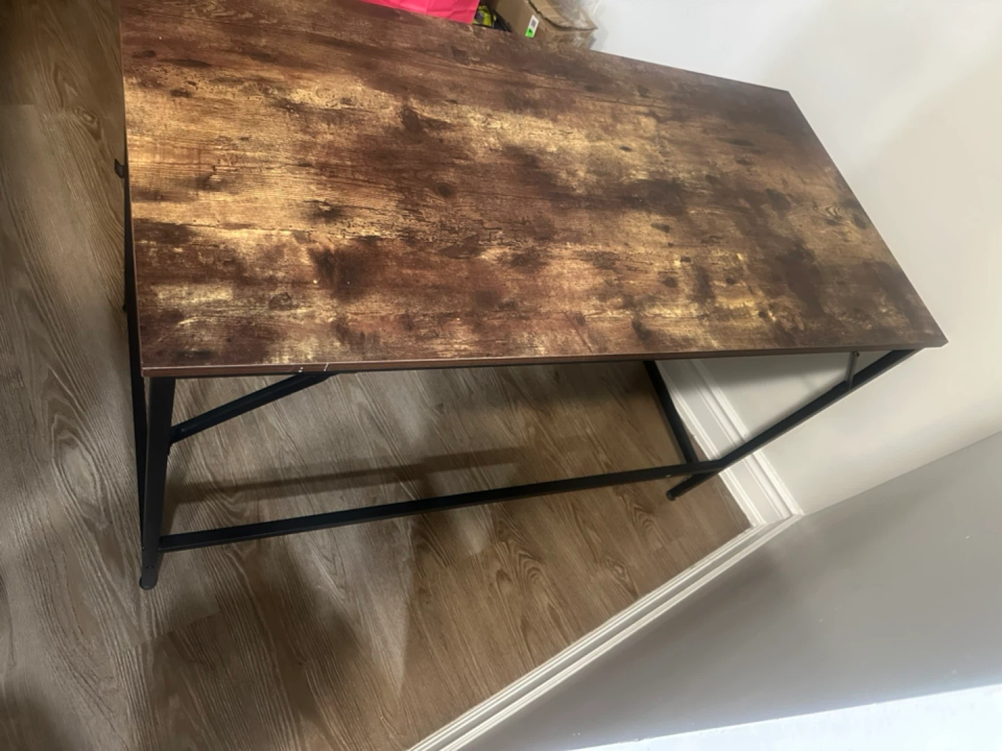 Rustic Wood Desk with Black Metal Frame - photo 3