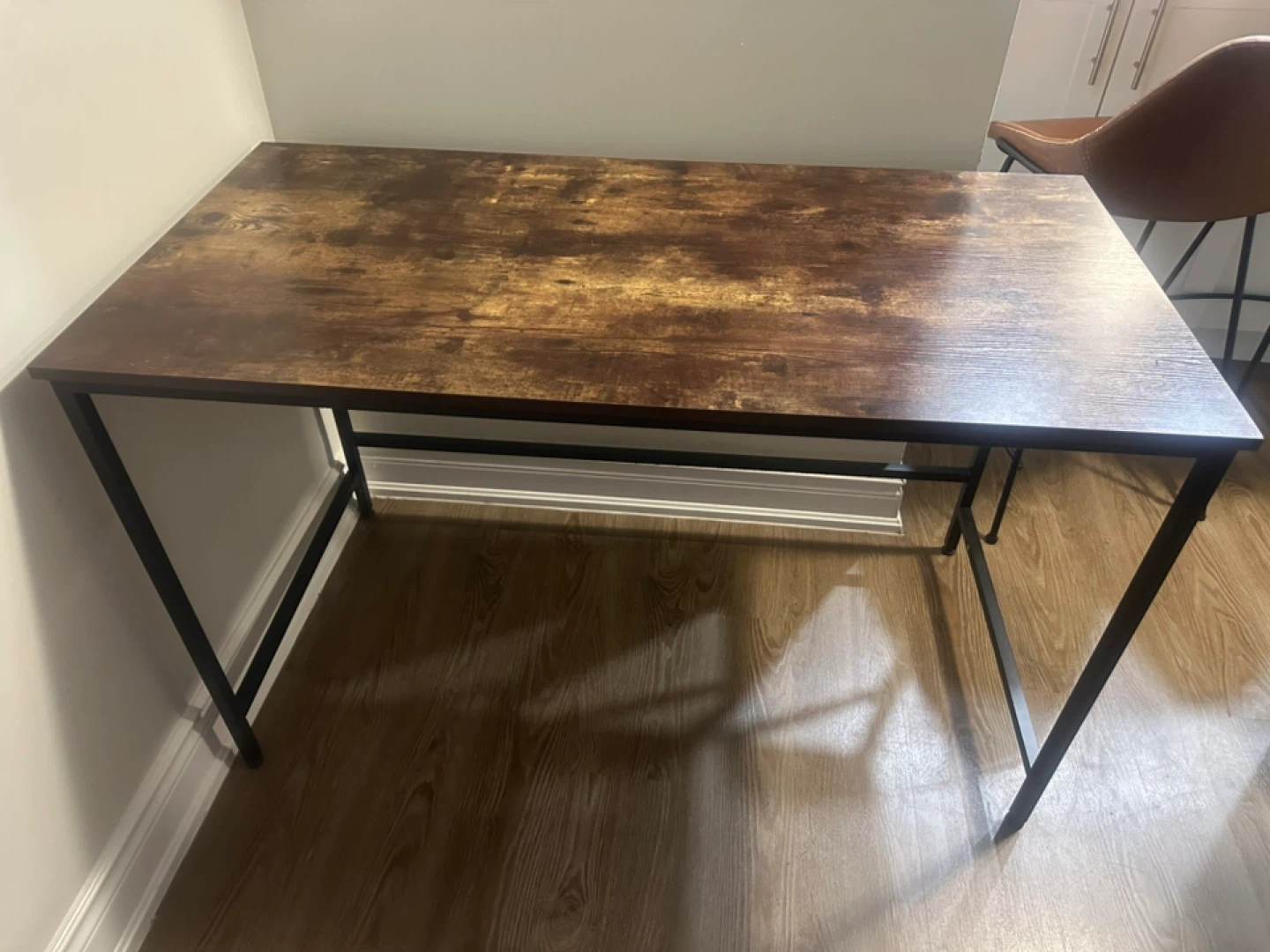 Rustic Wood Desk with Black Metal Frame - photo 2