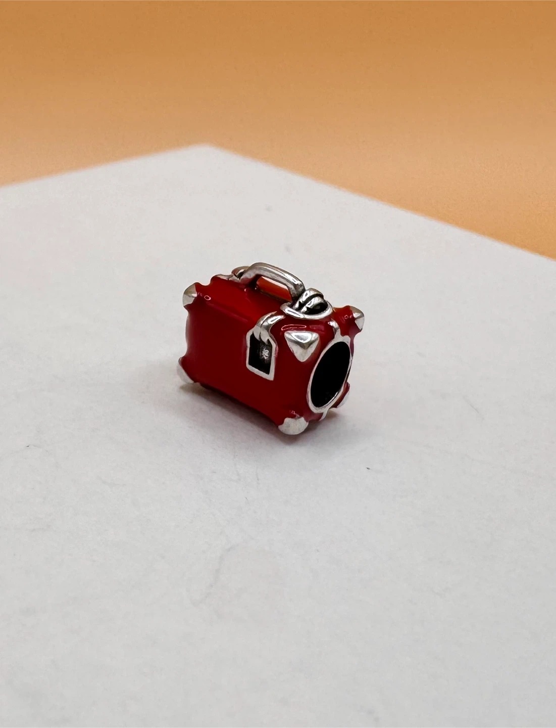 Red Suitcase Charm Bead S925