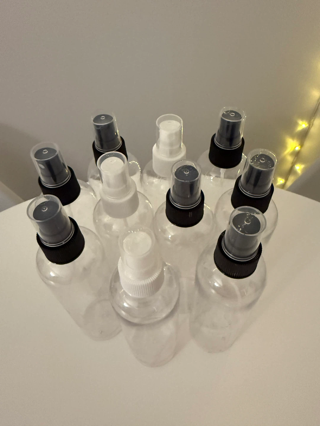 10 Clear Spray Bottles with Black & White Caps - photo 2