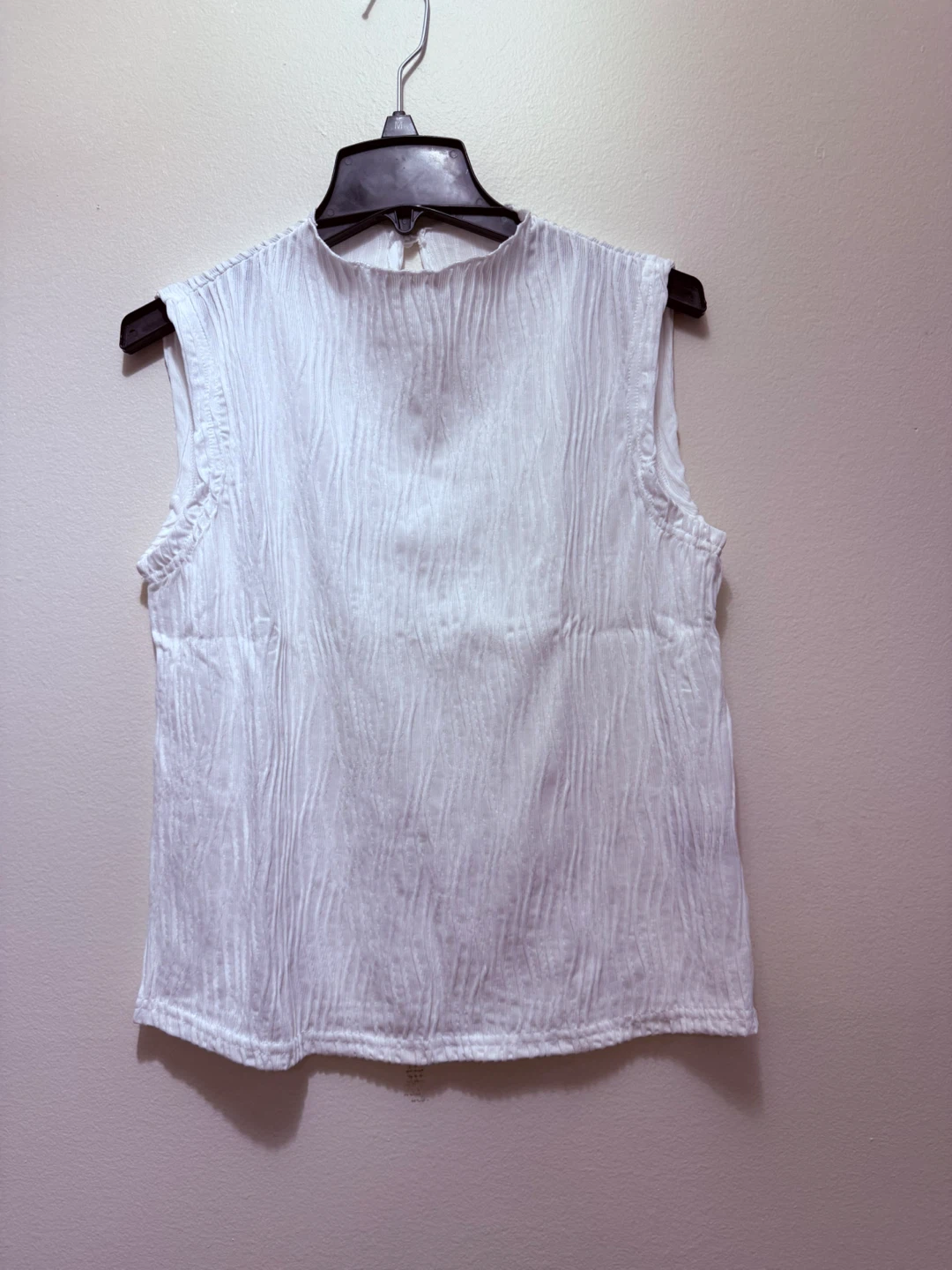 White Textured Sleeveless Top