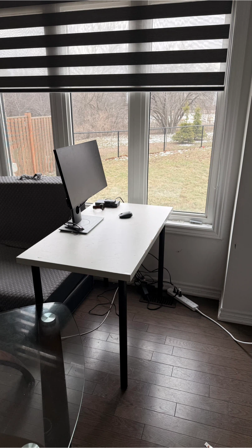 White Computer Desk with Black Legs