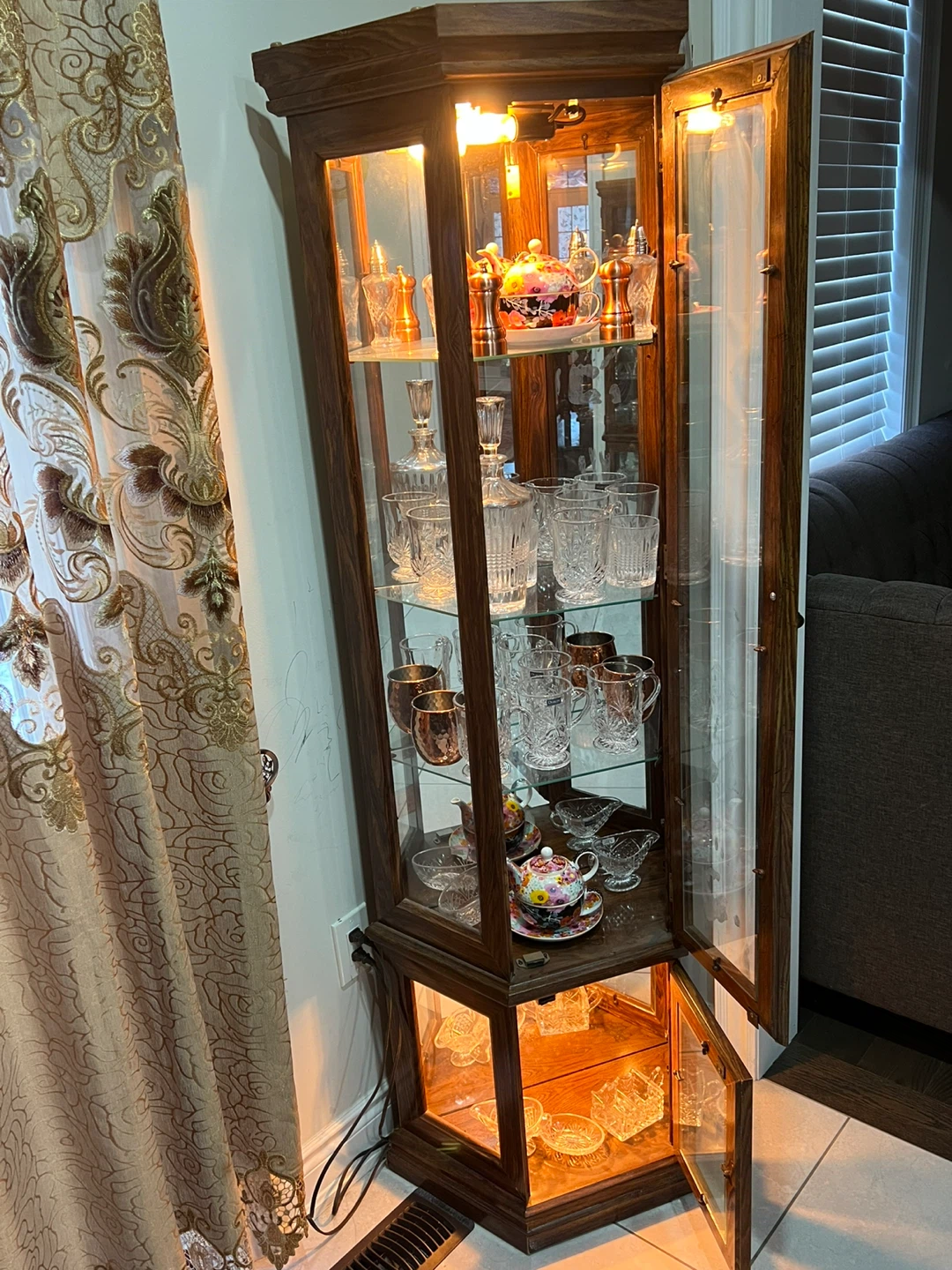 2 Corner Display Cabinet with Glass Shelves