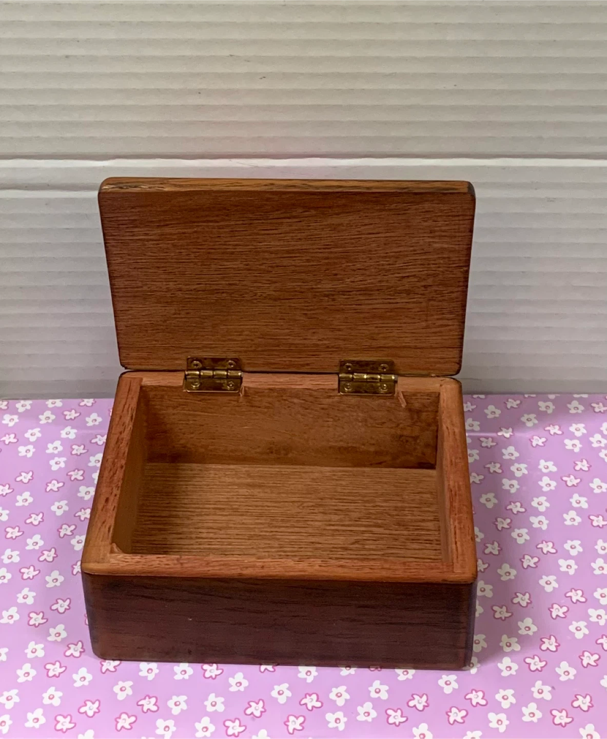 Wooden  Floral Keepsake Trinket Box Hinged Lid Storage - photo 2