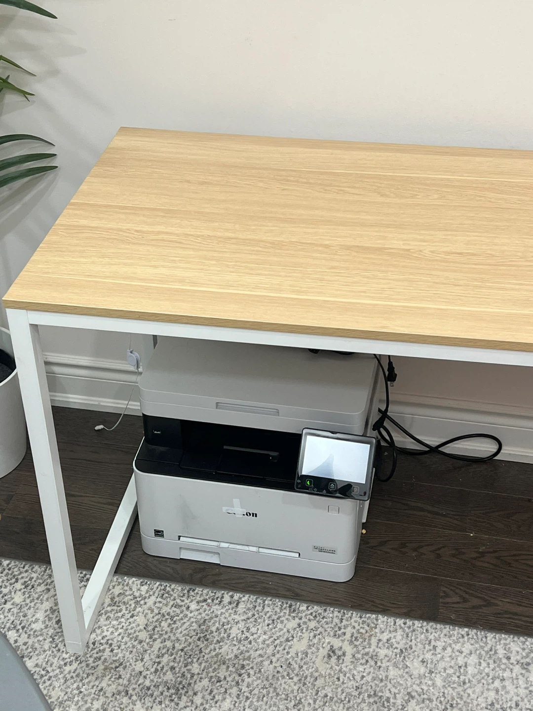 Simple Wood Top Desk with White Metal Frame - photo 4