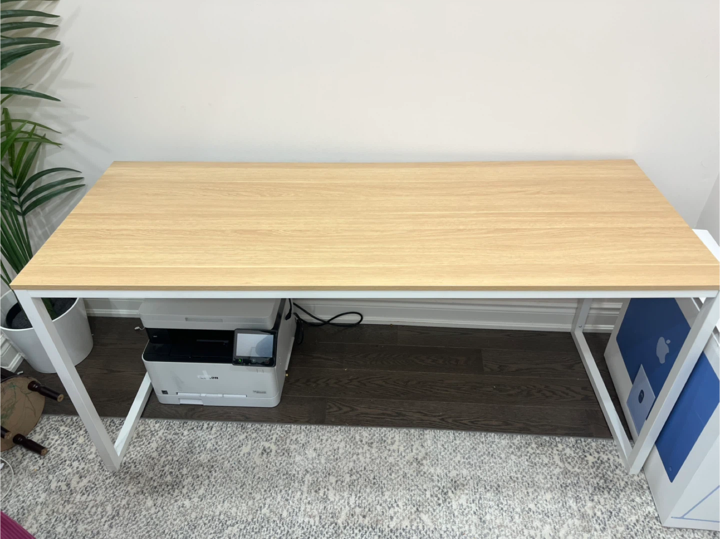 Simple Wood Top Desk with White Metal Frame - photo 5