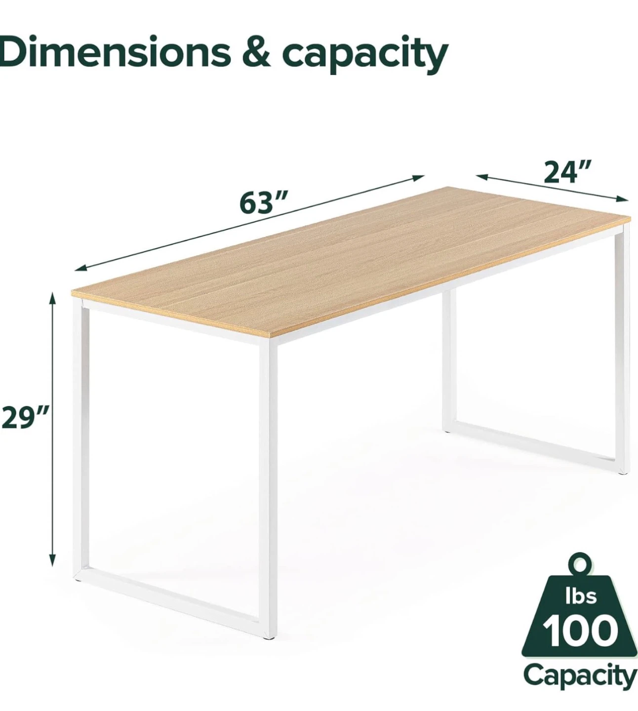 Simple Wood Top Desk with White Metal Frame - photo 3
